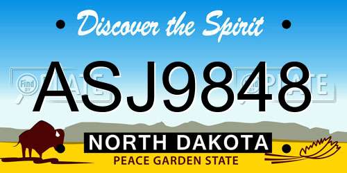 ASJ9848 North Dakota License Plate
