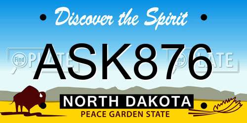 ASK876 North Dakota License Plate