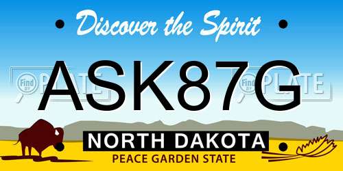ASK87G North Dakota License Plate
