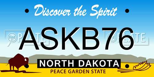 ASKB76 North Dakota License Plate