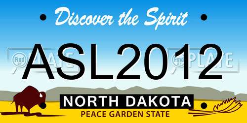 ASL2012 North Dakota License Plate