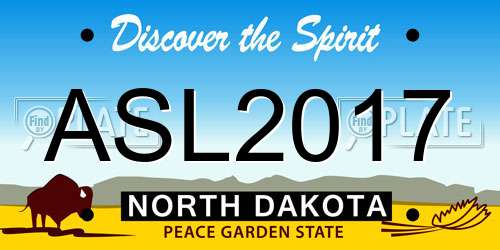 ASL2017 North Dakota License Plate