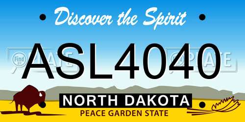 ASL4040 North Dakota License Plate