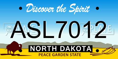ASL7012 North Dakota License Plate