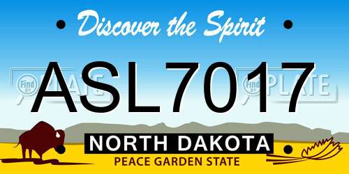 ASL7017 North Dakota License Plate