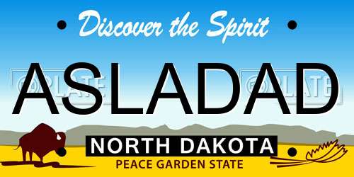 ASLADAD North Dakota License Plate