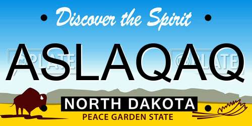 ASLAQAQ North Dakota License Plate