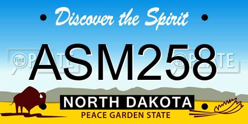 ASM258 North Dakota License Plate