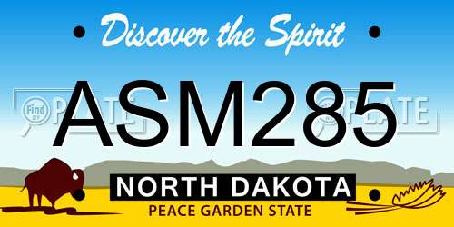 ASM285 North Dakota License Plate