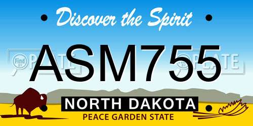 ASM755 North Dakota License Plate