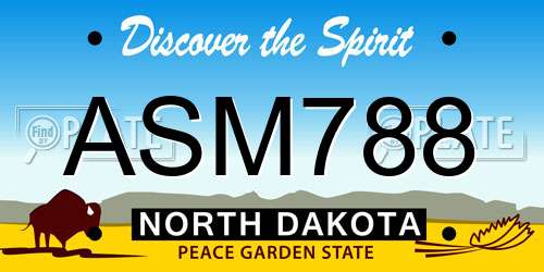 ASM788 North Dakota License Plate