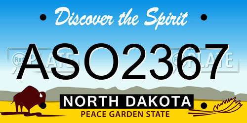 ASO2367 North Dakota License Plate