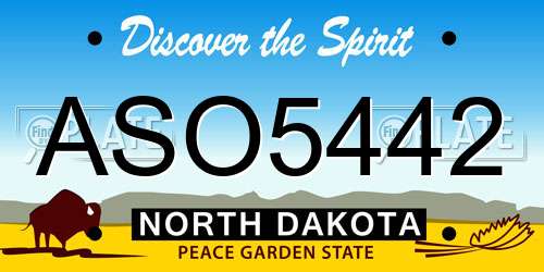 ASO5442 North Dakota License Plate