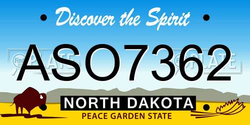 ASO7362 North Dakota License Plate