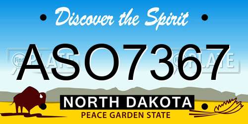 ASO7367 North Dakota License Plate