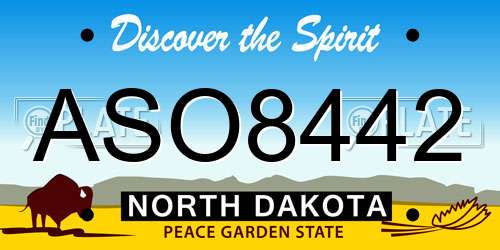 ASO8442 North Dakota License Plate