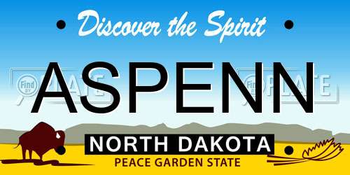 ASPENN North Dakota License Plate