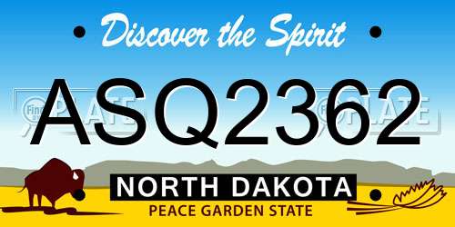 ASQ2362 North Dakota License Plate