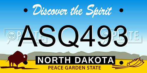 ASQ493 North Dakota License Plate
