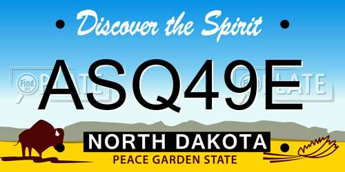 ASQ49E North Dakota License Plate