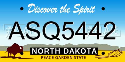 ASQ5442 North Dakota License Plate