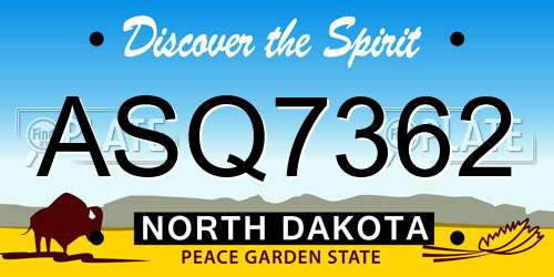 ASQ7362 North Dakota License Plate