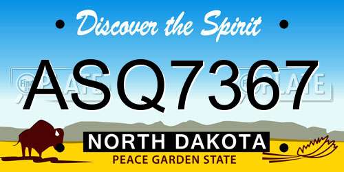 ASQ7367 North Dakota License Plate