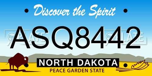 ASQ8442 North Dakota License Plate
