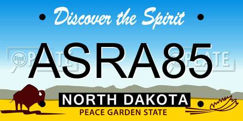 ASRA85 North Dakota License Plate