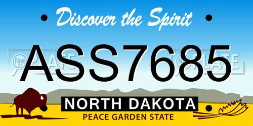 ASS7685 North Dakota License Plate