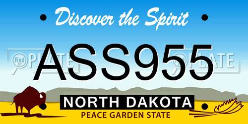 ASS955 North Dakota License Plate