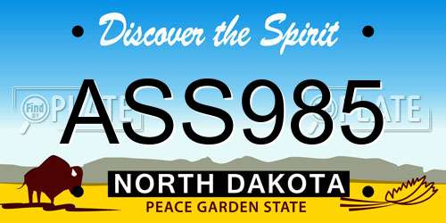 ASS985 North Dakota License Plate
