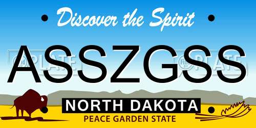 ASSZGSS North Dakota License Plate