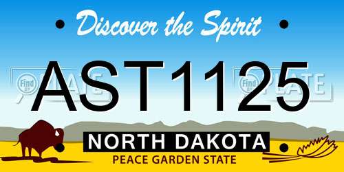 AST1125 North Dakota License Plate