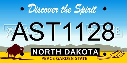AST1128 North Dakota License Plate
