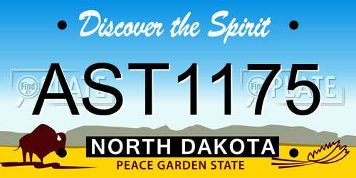 AST1175 North Dakota License Plate