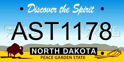 AST1178 North Dakota License Plate