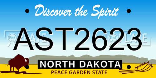 AST2623 North Dakota License Plate