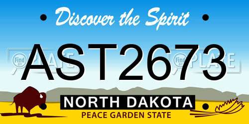 AST2673 North Dakota License Plate