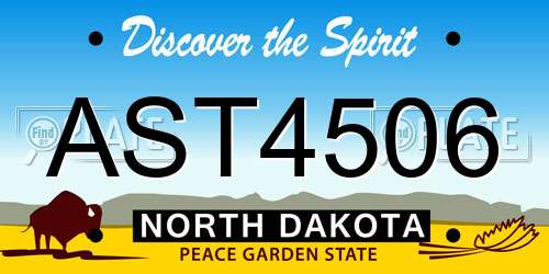 AST4506 North Dakota License Plate