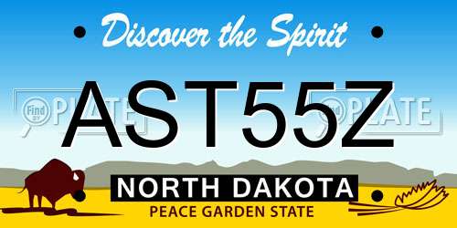 AST55Z North Dakota License Plate