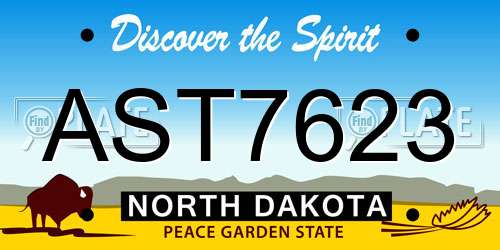 AST7623 North Dakota License Plate