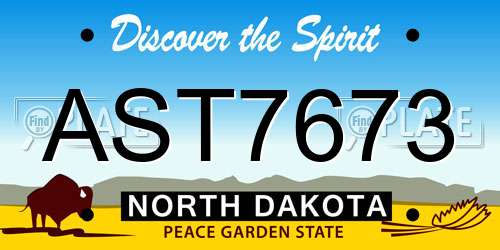 AST7673 North Dakota License Plate