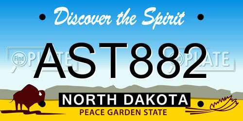 AST882 North Dakota License Plate