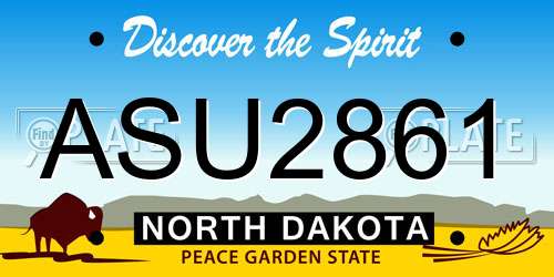 ASU2861 North Dakota License Plate