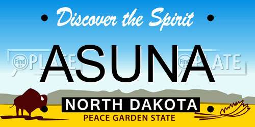 ASUNA North Dakota License Plate
