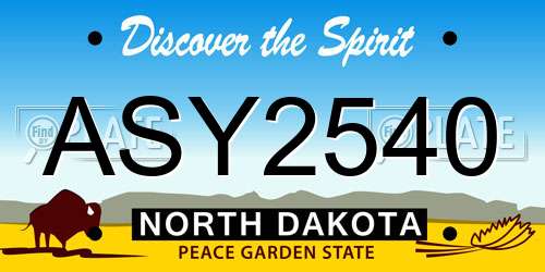 ASY2540 North Dakota License Plate