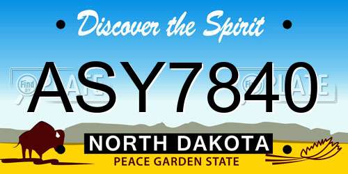 ASY7840 North Dakota License Plate