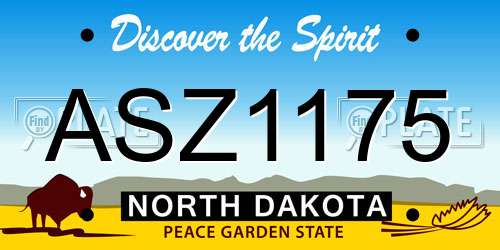 ASZ1175 North Dakota License Plate