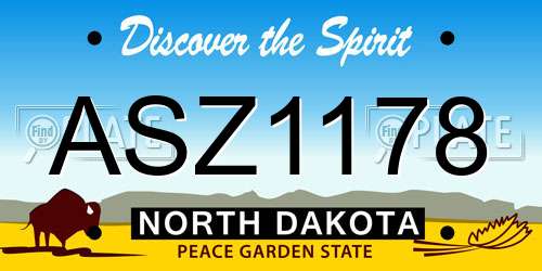 ASZ1178 North Dakota License Plate